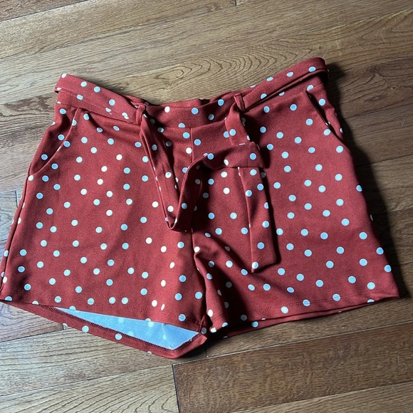 Lily Morgan polka dots paper back waist belted shorts Sz XL - Picture 4 of 10